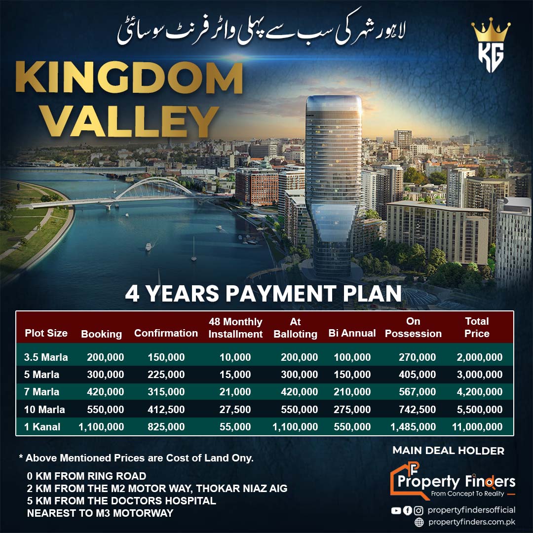 Kingdom Valley Lahore - Payment Plan, Location & Booking Details 13 kingdom valley payment plan